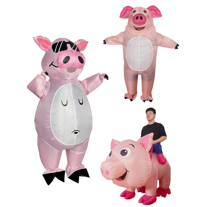 Costumes - Opblaasbaar varkenskostuum voor volwassenen, schattig roze