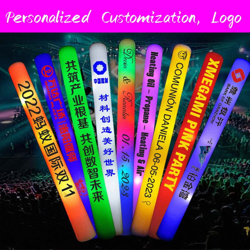 Flashing Led Foam Sticks Party - 30 LED-lichtgevende schuimstokken, gepersonaliseerde knipperende lichtgevende