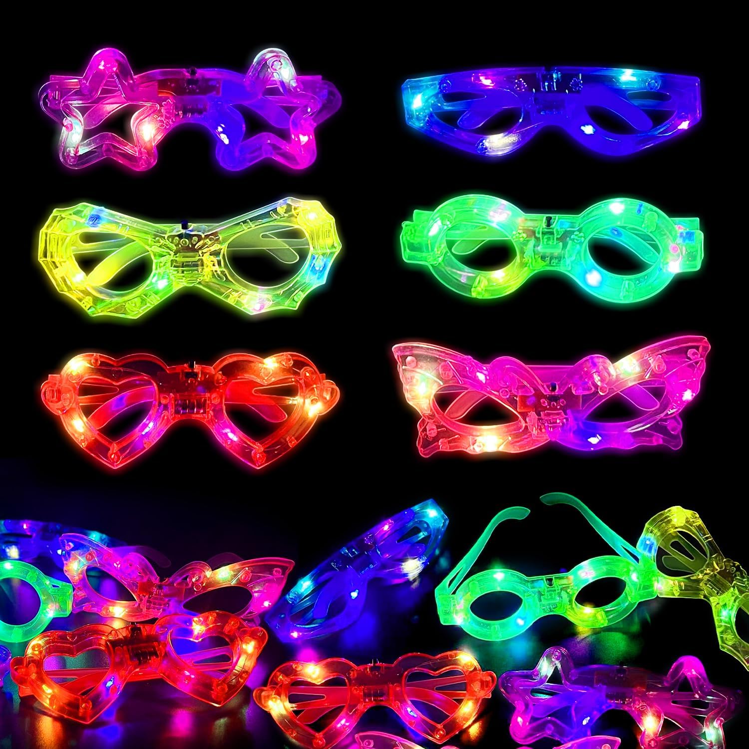 12 stuks LED-verlichte brillen - Glow In The Dark Party Glasses recensie en prijs
